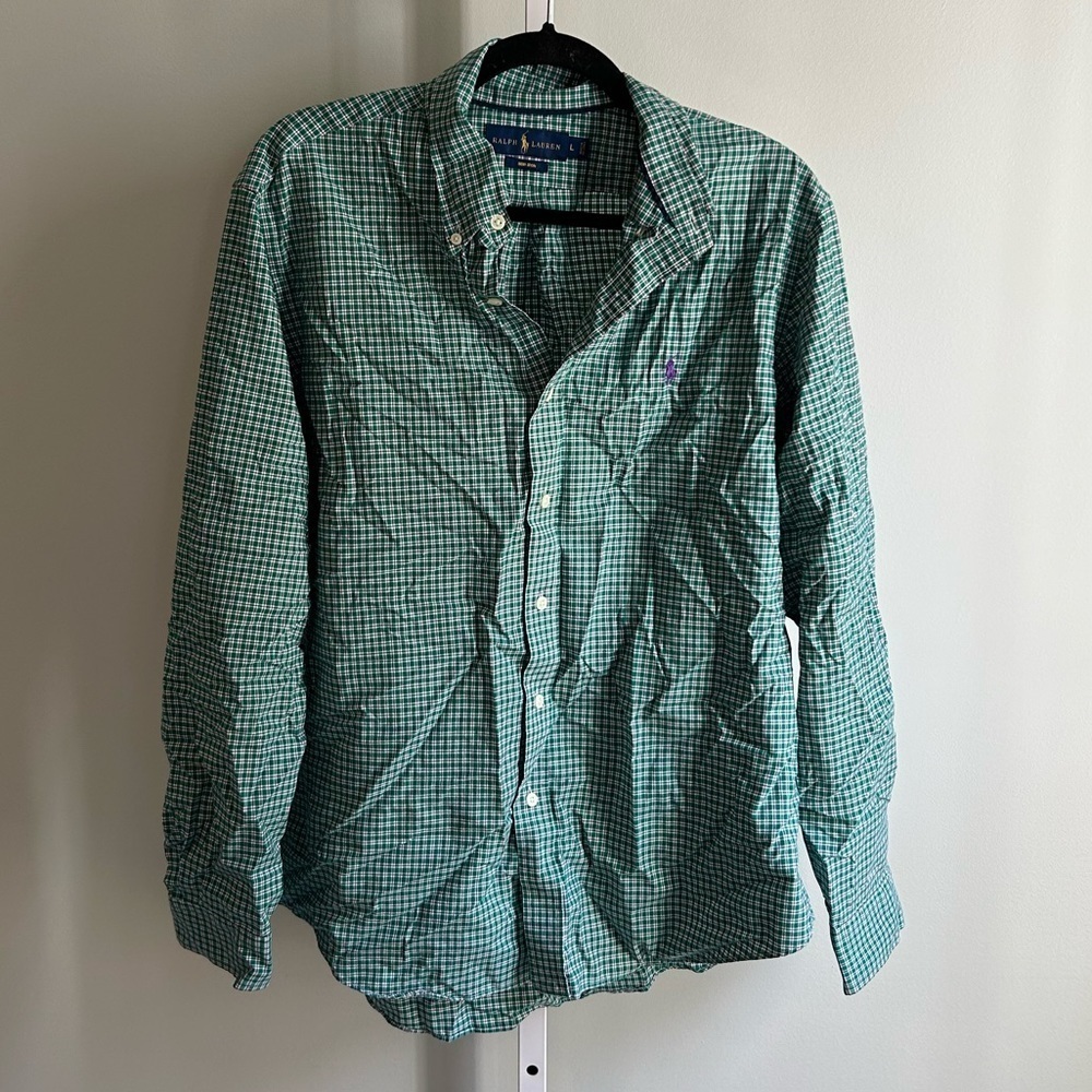 Ralph Lauren Green Plaid Button Down Shirt